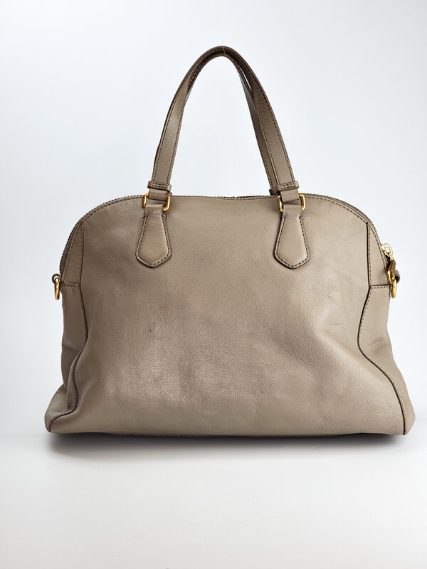 LARGE LEATHER BOWLING BAG - TAUPE