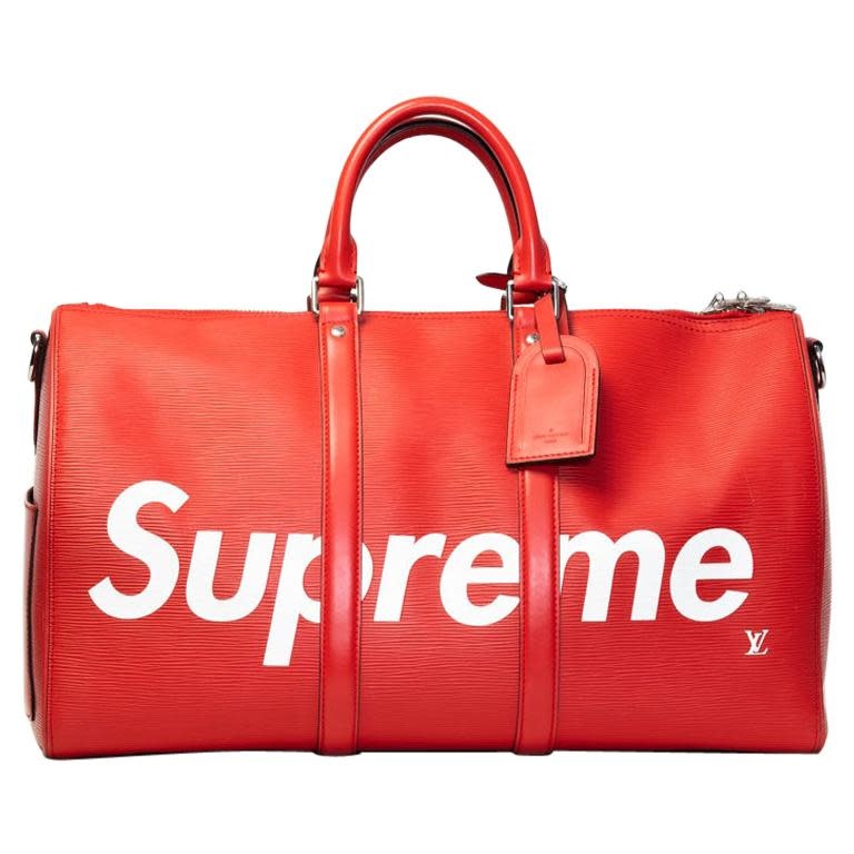 Louis Vuitton X Supreme Keepall Bandoulière 45 Camo Travel Bag – Fancy Lux