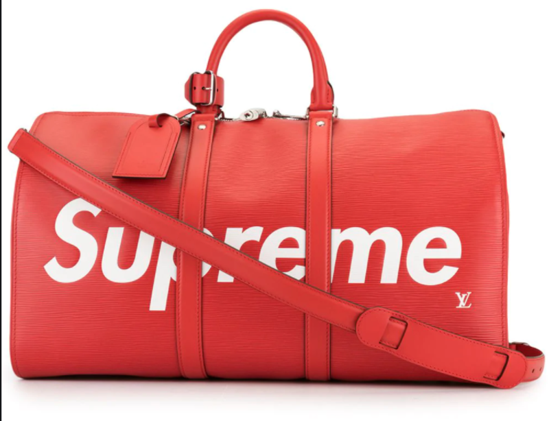 LOUIS VUITTON X SUPREME LIMITED EDITION RED EPI DUFFLE KEEPALL 45