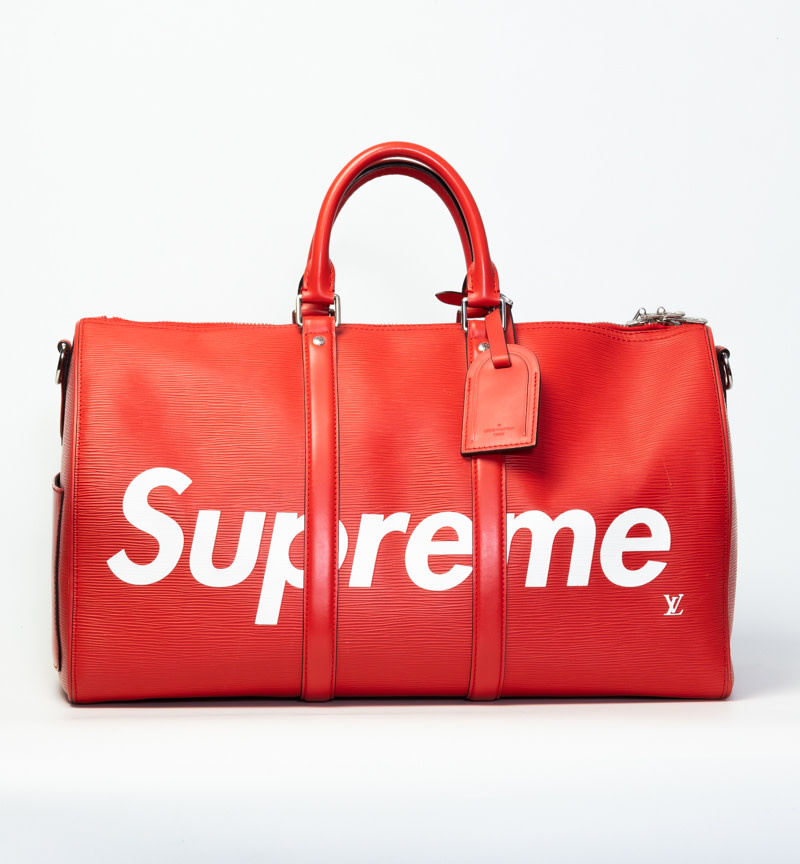 supreme duffle bag red louis vuittons