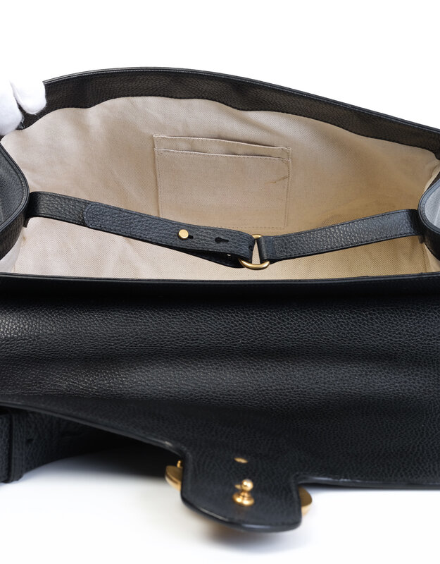 GUCCI GUCCI BLACK CALFSKIN GG MARMONT MESSENGER BAG