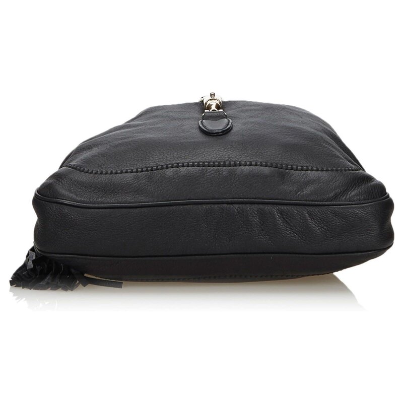 GUCCI JACKIE PEBBLED CALFSKIN MEDIUM BLACK HOBO BAG