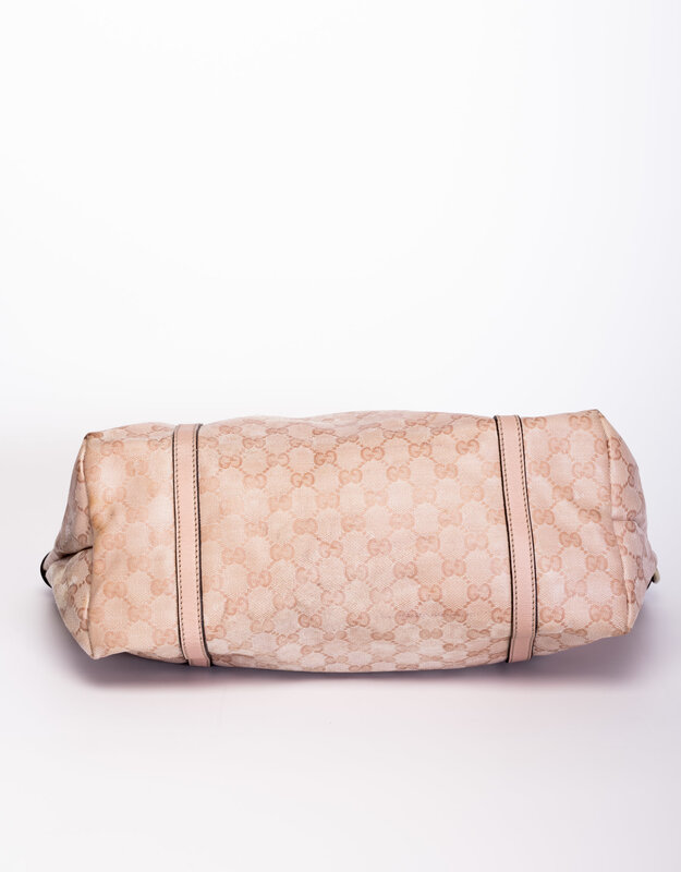 GUCCI GUCCI MEDIUM COATED CANVAS GG WEB TOTE - PINK