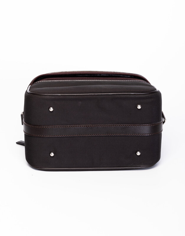 GUCCI GUCCI VINTAGE BLACK ON BROWN BAMBOO VANITY BAG