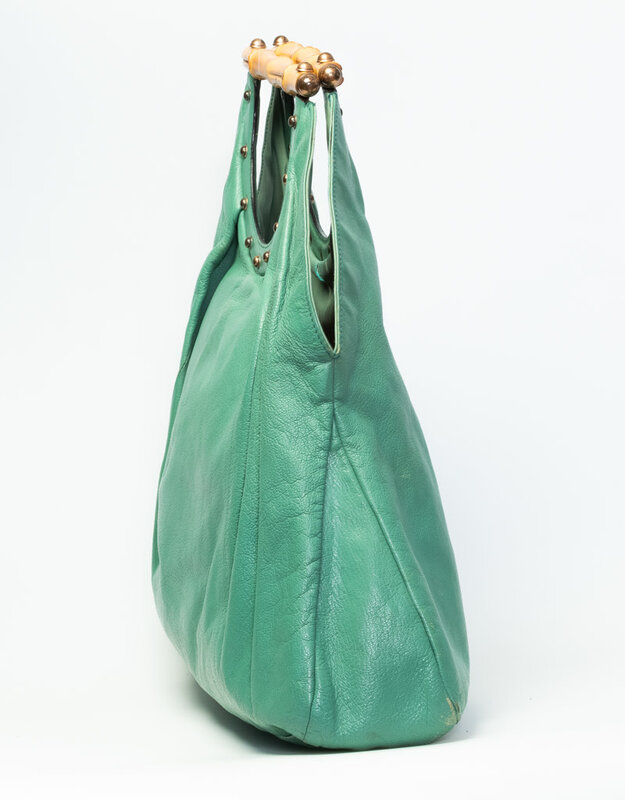 GUCCI VINTAGE GREEN TOM FORD BAMBOO HANDLE HOBO BAG