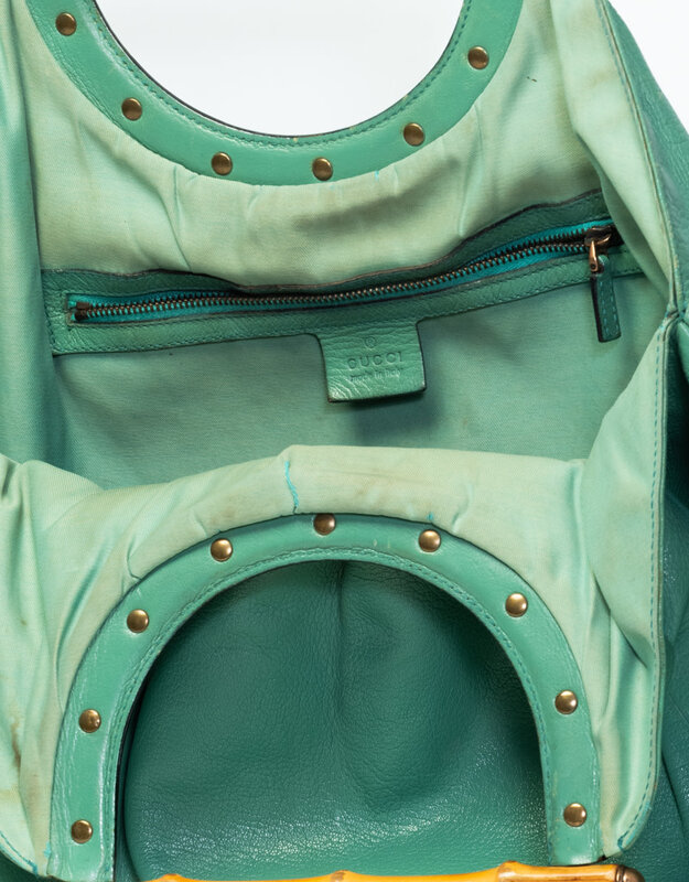 GUCCI GUCCI VINTAGE GREEN TOM FORD BAMBOO HANDLE HOBO BAG