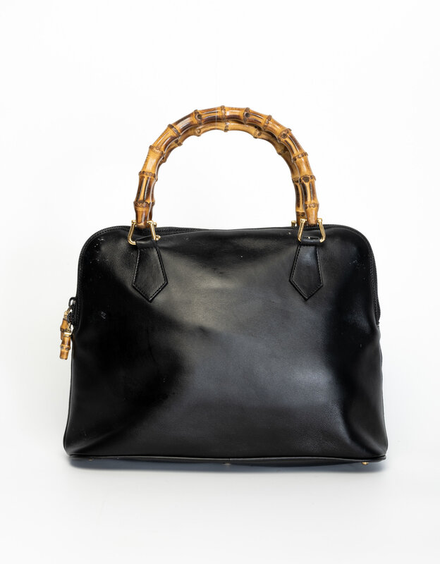 GUCCI VINTAGE LEATHER BAMBOO TOP HANDLE BAG