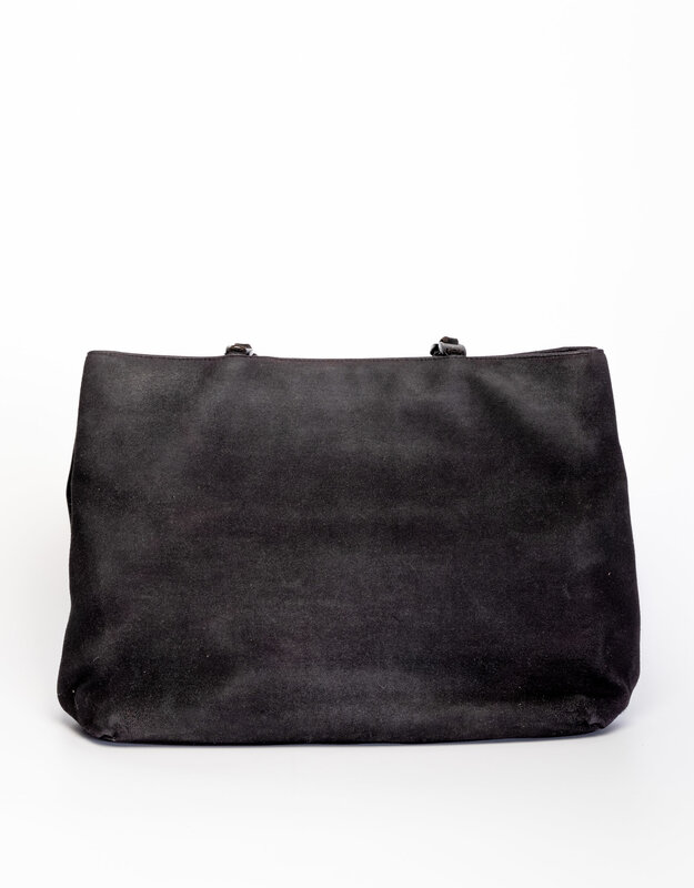 FERRAGAMO BLACK NYLON TOTE BAG