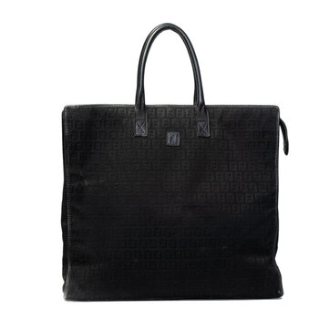 FENDI FENDI VINTAGE BLACK CANVAS ZUCCHIANO XL MONO TOTE BAG