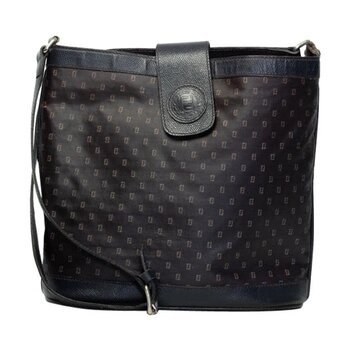 FENDI FENDI VINTAGE FF LOGO BLUE CANVAS SHOULDER BAG