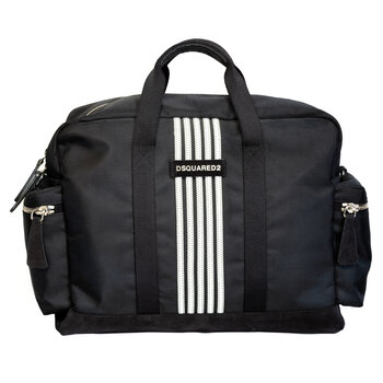 DSQUARED2 DSQUARED2 BLACK STRIPED MEN'S WEEKEND BAG