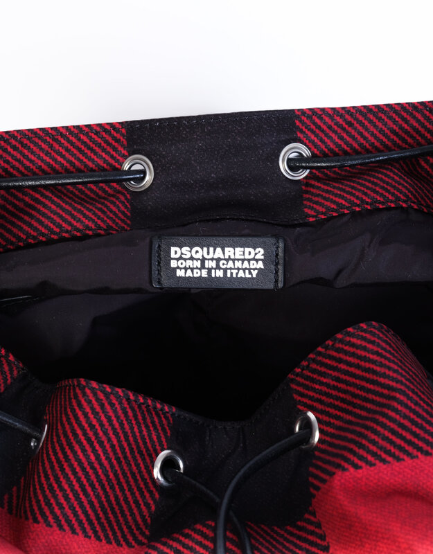 DSQUARED2 DSQUARED2 BLACK/RED PLAID BACKPACK