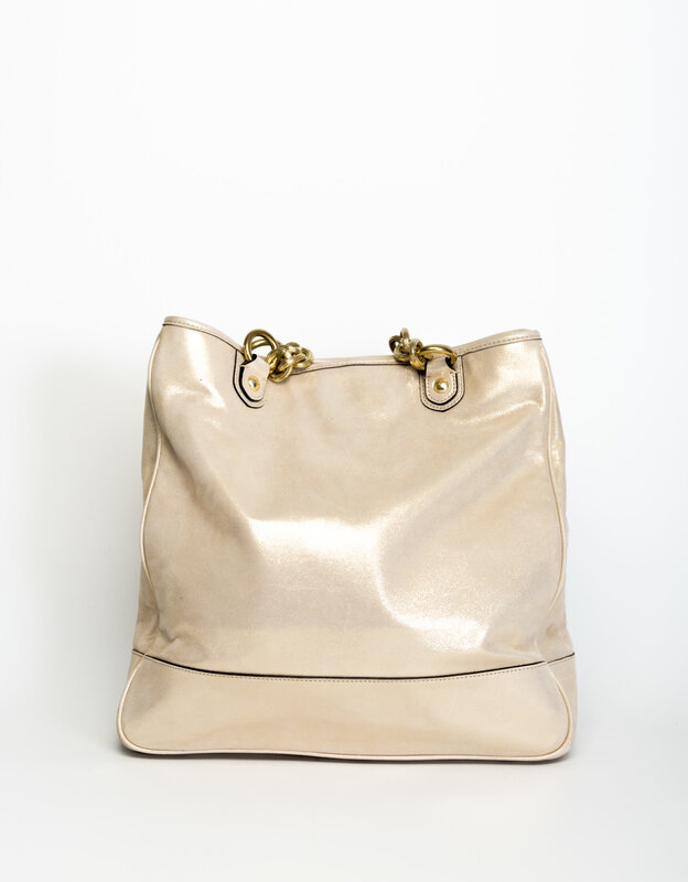 GOLD TEXTURED LEATHER FASHION TOTE BAG