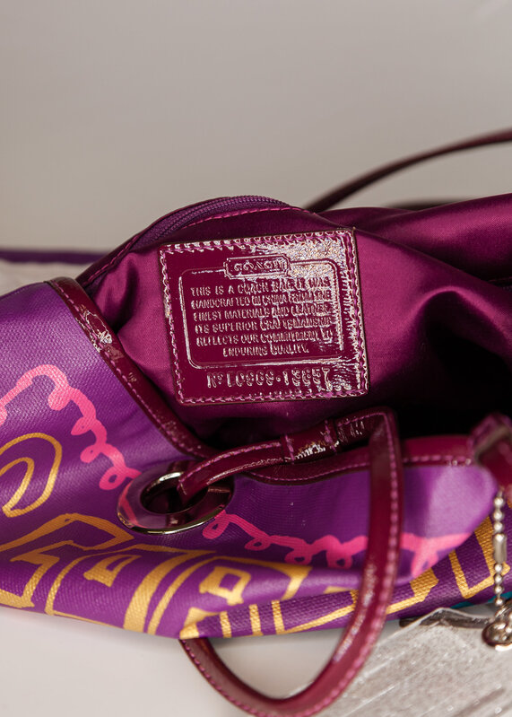 purple graffiti poppy tote bag