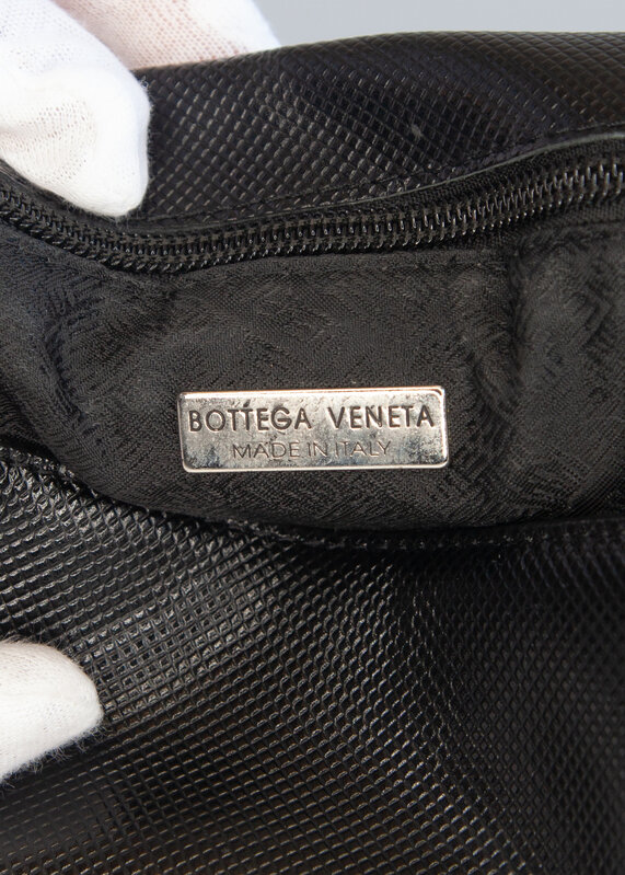 BOTTEGA VENETA VINTAGE BLACK SAFFIANO LEATHER FLAP BAG
