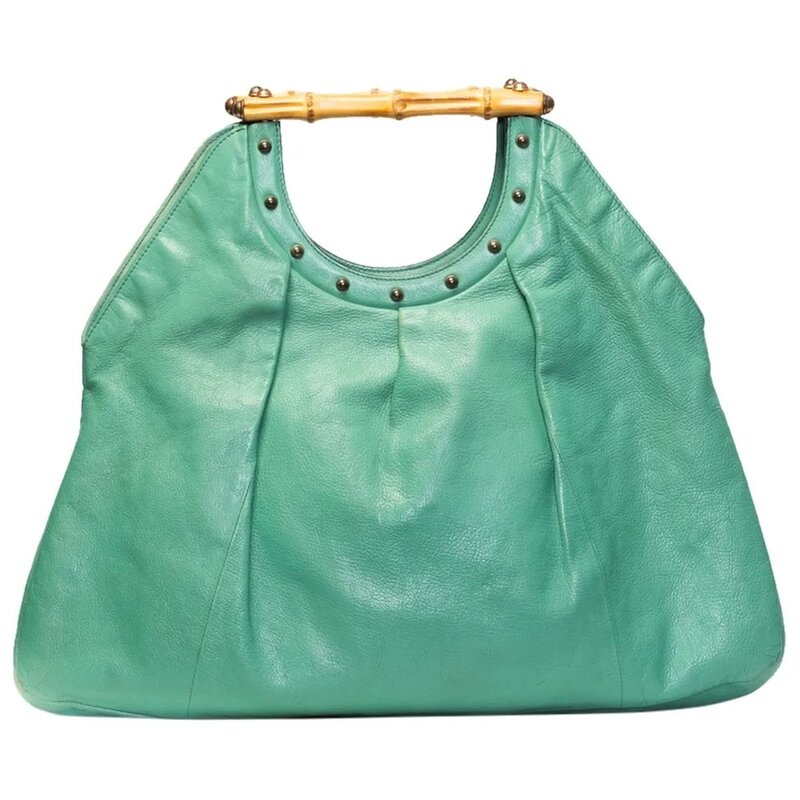 GUCCI VINTAGE GREEN TOM FORD BAMBOO HANDLE HOBO BAG