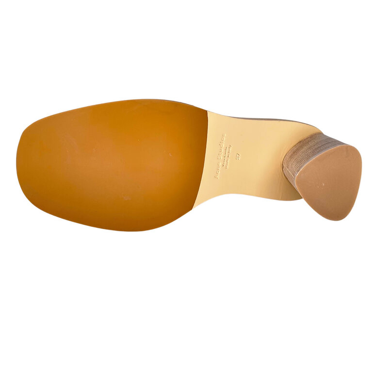ACNE STUDIOS BEIGE LEATHER BLOCK HEEL BOOT (37 EU)
