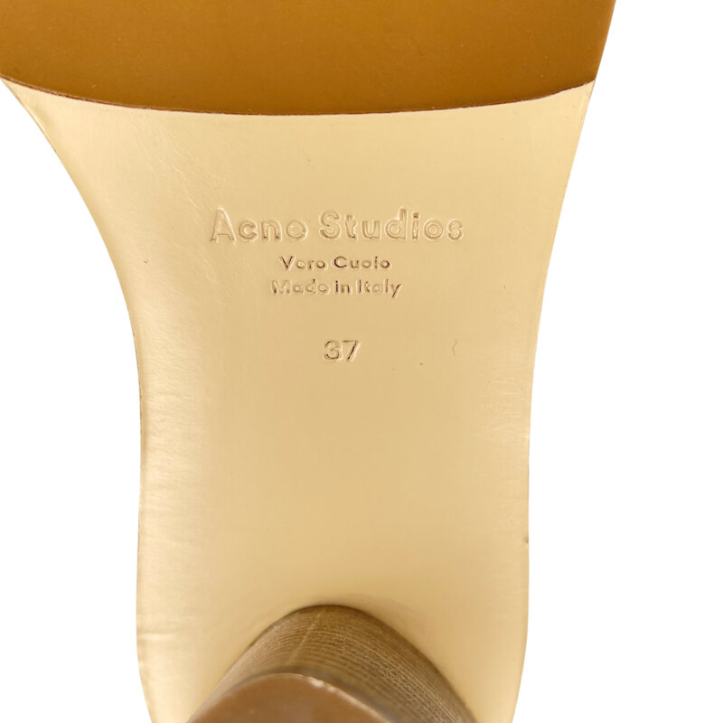ACNE STUDIOS BEIGE LEATHER BLOCK HEEL BOOT (37 EU)