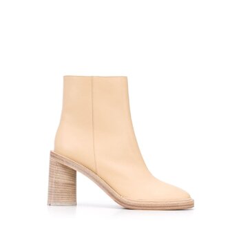 ACNE STUDIOS BEIGE LEATHER BLOCK HEEL BOOT (38 EU)