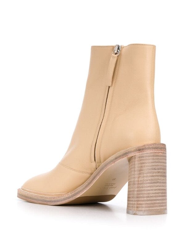 ACNE STUDIOS BEIGE LEATHER BLOCK HEEL BOOT (38 EU)