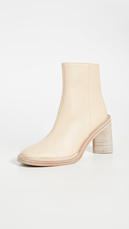 ACNE STUDIOS BEIGE LEATHER BLOCK HEEL BOOT (38 EU)