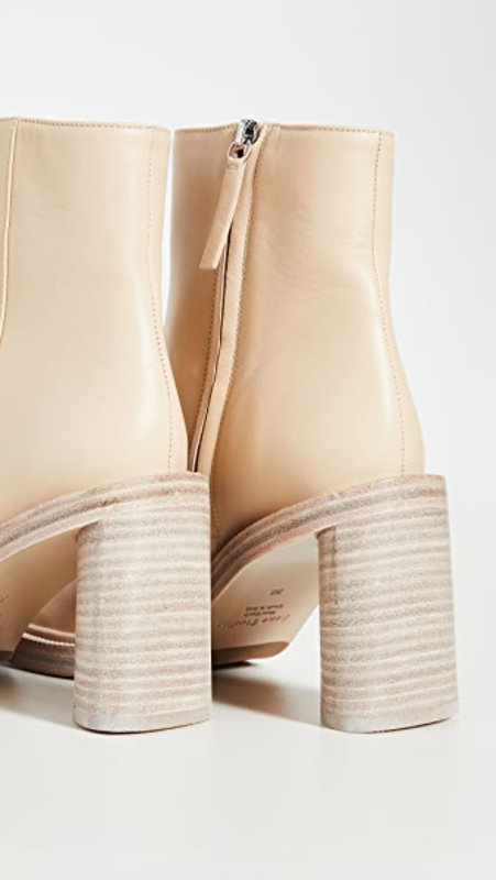 ACNE STUDIOS BEIGE LEATHER BLOCK HEEL BOOT (38 EU)