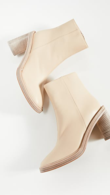 ACNE STUDIOS BEIGE LEATHER BLOCK HEEL BOOT (38 EU)