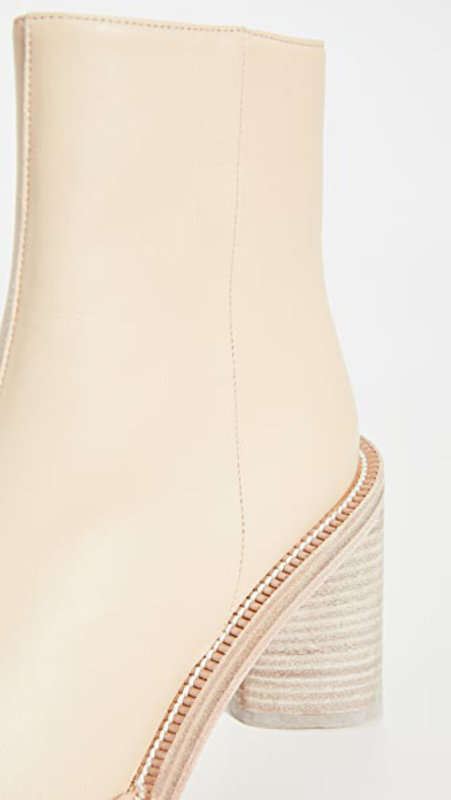 ACNE STUDIOS BEIGE LEATHER BLOCK HEEL BOOT (38 EU)