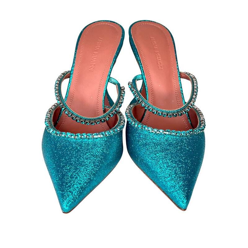 AMINA MUADDI AMINA MUADDI GLITTER MERMAID GILDA 95 MULE HEELS (36 EU)