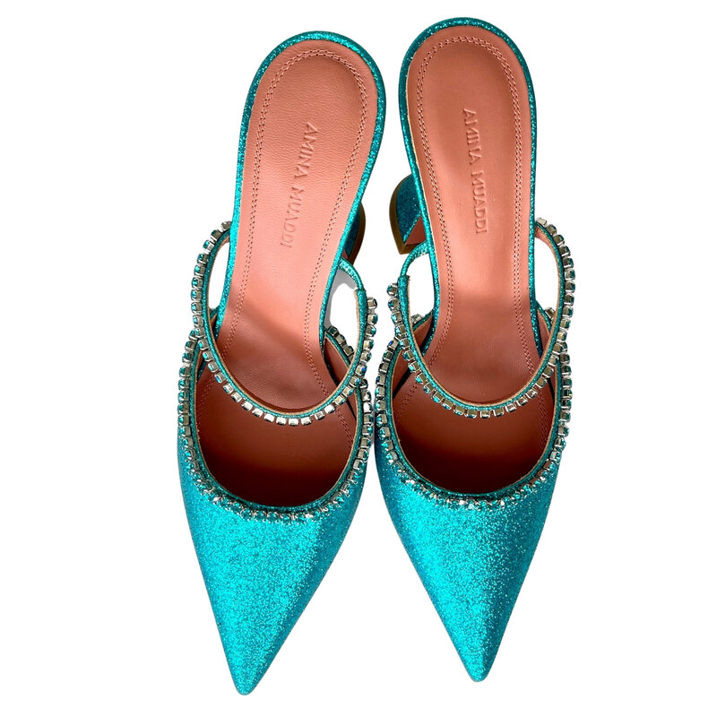 AMINA MUADDI AMINA MUADDI GLITTER MERMAID GILDA 95 MULE HEELS (36 EU)