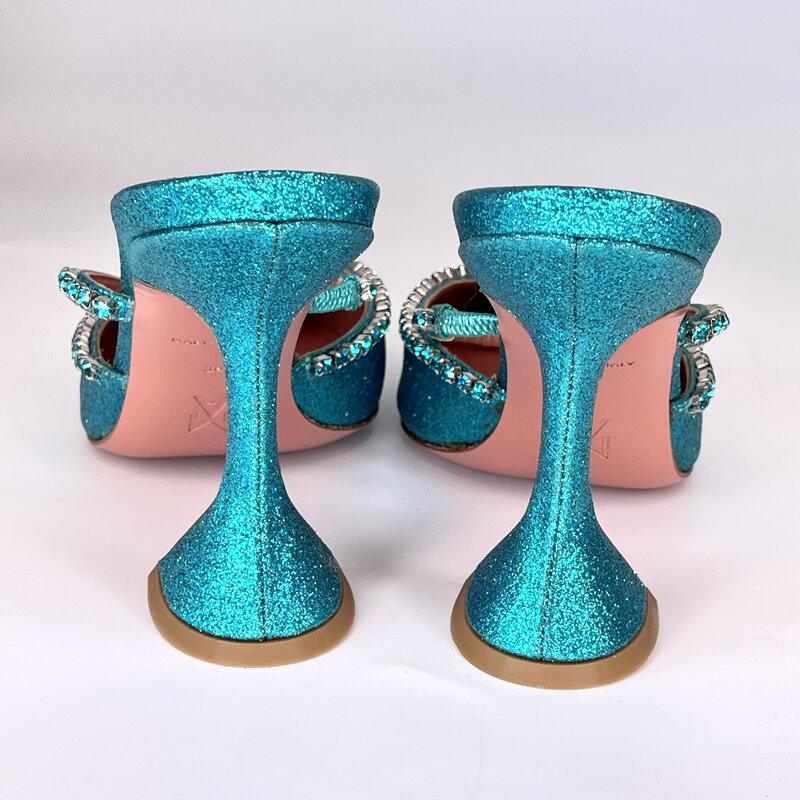 AMINA MUADDI GLITTER MERMAID GILDA 95 MULE HEELS (36 EU)