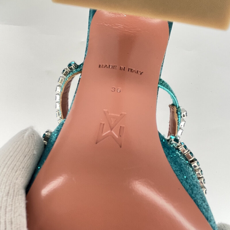 AMINA MUADDI AMINA MUADDI GLITTER MERMAID GILDA 95 MULE HEELS (36 EU)