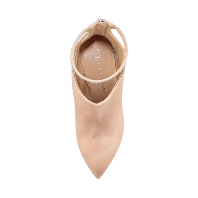 GIUSEPPE ZANOTTI GIUSEPPE ZANOTTI X JENNIFER LOPEZ CRYSTAL SUEDE NUDE FRIDA ANKLE BOOTIE (41 EU)