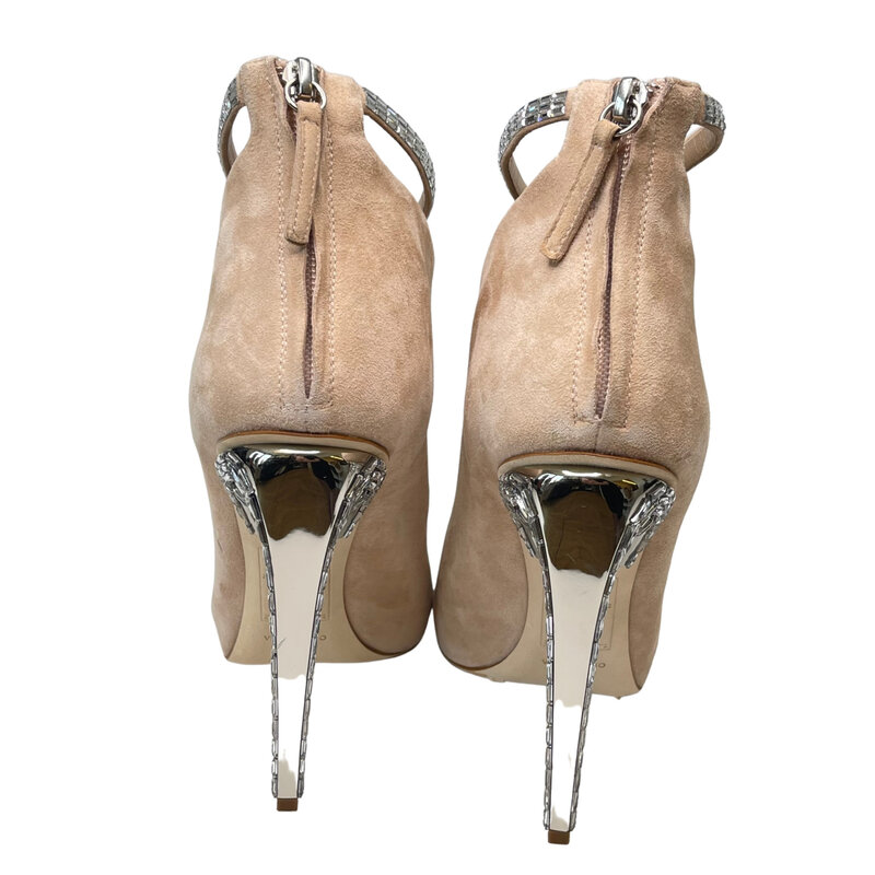 GIUSEPPE ZANOTTI GIUSEPPE ZANOTTI X JENNIFER LOPEZ CRYSTAL SUEDE NUDE FRIDA ANKLE BOOTIE (41 EU)