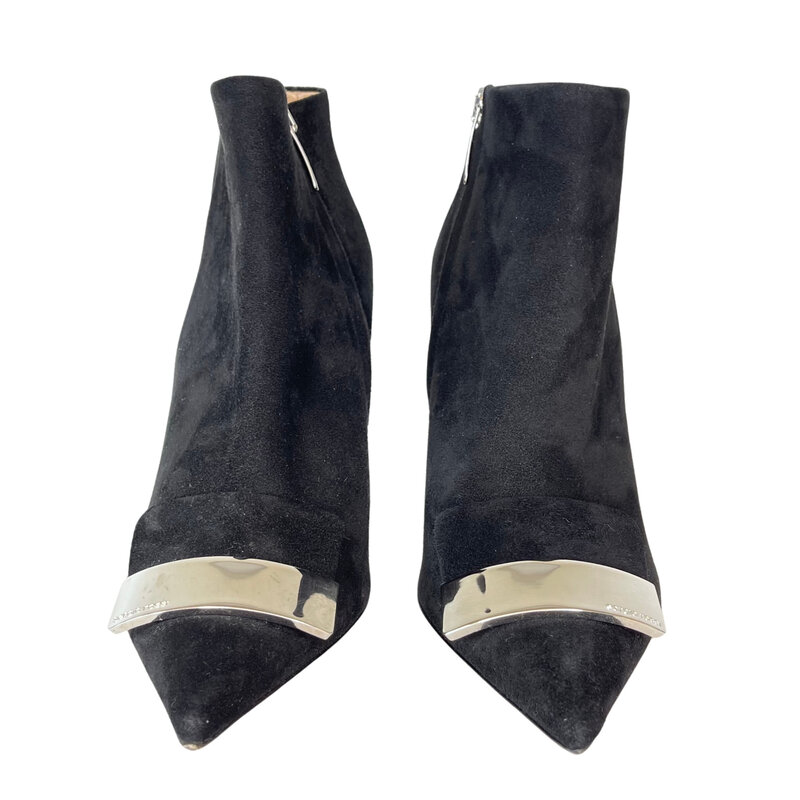 SERGIO ROSSI SERGIO ROSSI BLACK SUEDE ANKLE BOOT WITH PLATE (40 EU)