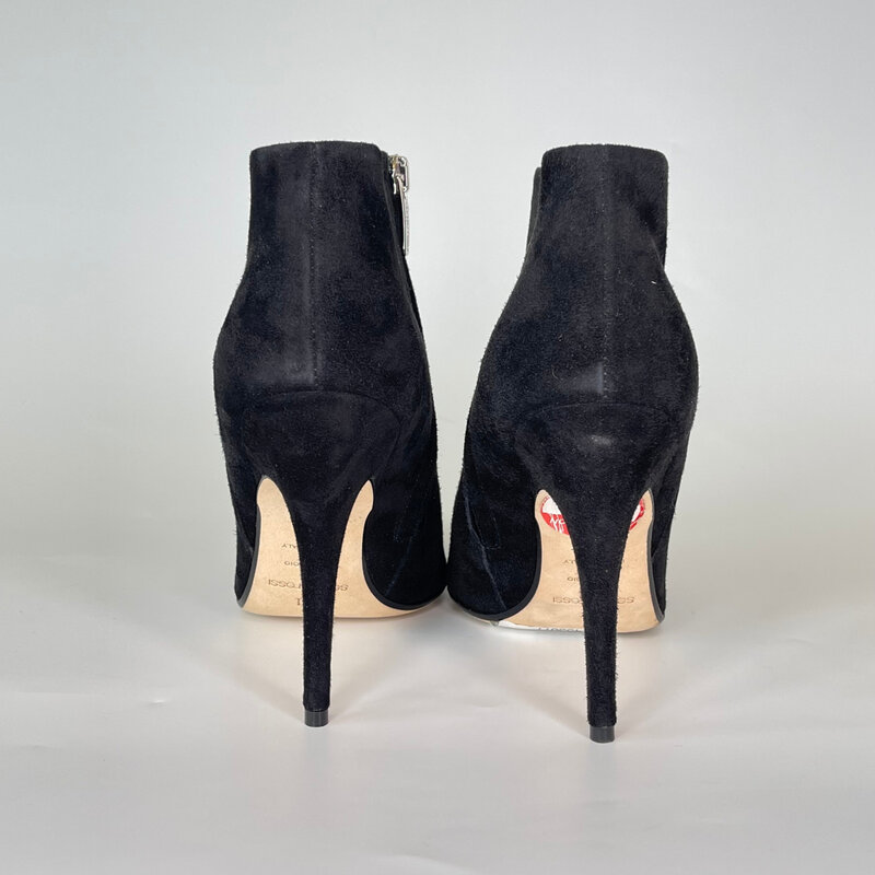 SERGIO ROSSI SERGIO ROSSI BLACK SUEDE ANKLE BOOT WITH PLATE (40 EU)