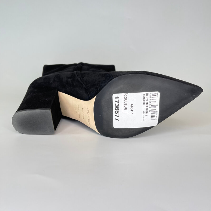 SERGIO ROSSI SERGIO ROSSI BLACK SUEDE ANKLE BOOT WITH PLATE (40 EU)