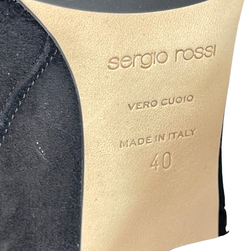 SERGIO ROSSI SERGIO ROSSI BLACK SUEDE ANKLE BOOT WITH PLATE (40 EU)