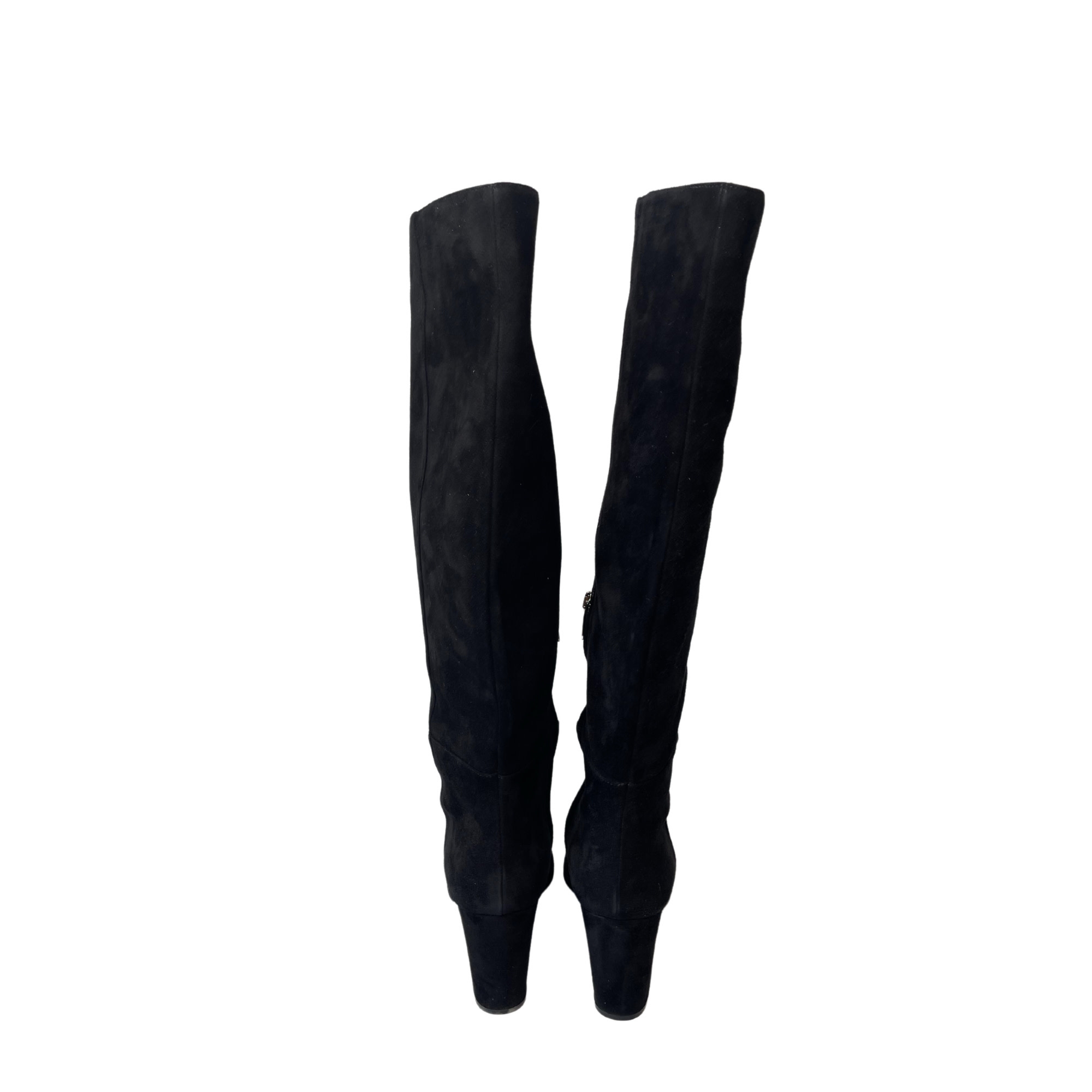 SERGIO ROSSI BLACK SUEDE OVER THE KNEE BOOTS (40 EU)