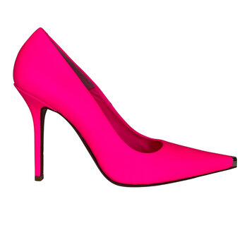 VETEMENTS VETEMENTS RUBBERIZED LEATHER FLOURESCENT DECOLLETE PINK HEELS (37 EU)