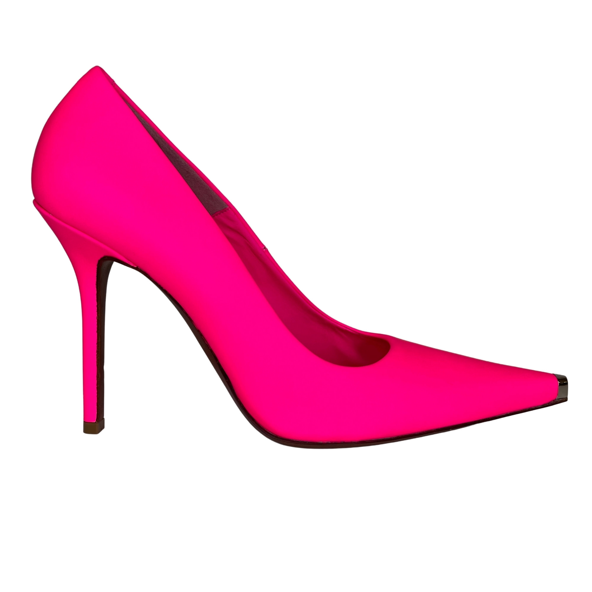 VETEMENTS RUBBERIZED LEATHER FLOURESCENT DECOLLETE PINK HEELS (37 EU)