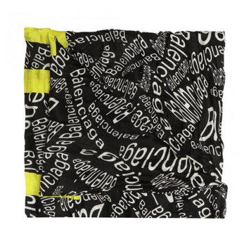 BALENCIAGA BALENCIAGA CURVED LOGO TYP0 CROPPED BLACK NECKERCHIEF SCARF