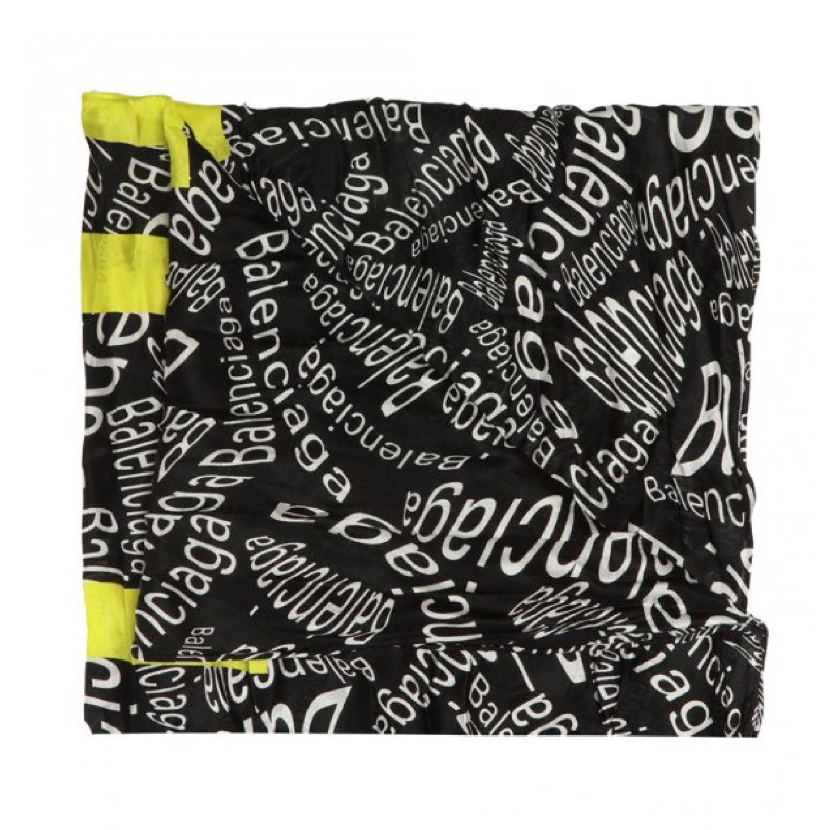 BALENCIAGA CURVED LOGO TYP0 CROPPED BLACK NECKERCHIEF SCARF