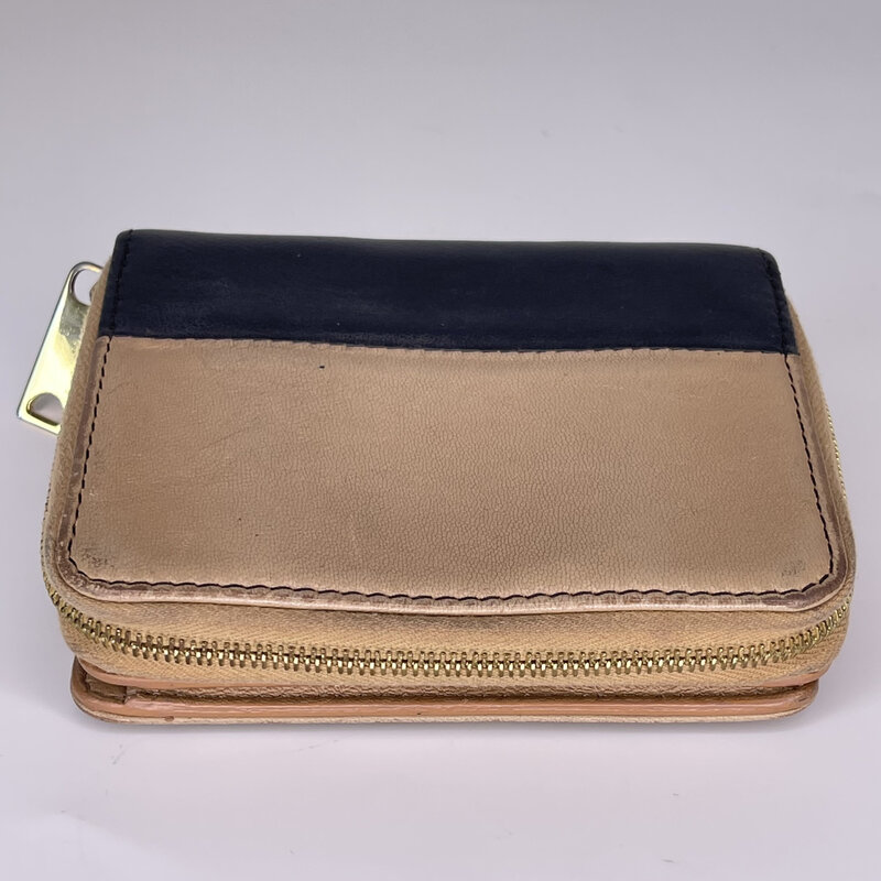 CELINE VINTAGE ZIP AROUND BEIGE LEATHER COMPACT WALLET CRTBLNCHSHP