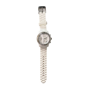 MICHAEL KORS RUNWAY CHRONOGRAPH QUARTZ SILICONE WHITE DIAL WATCH