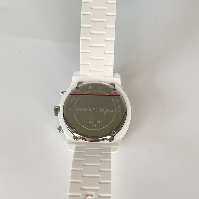 MICHAEL KORS RUNWAY CHRONOGRAPH QUARTZ SILICONE WHITE DIAL WATCH