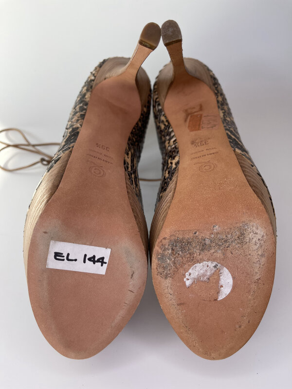 ALEXANDER MCQUEEN OPTIC SNAKE NAPPA LONDON SAND RUSSET STILETTO (39.5 EU)
