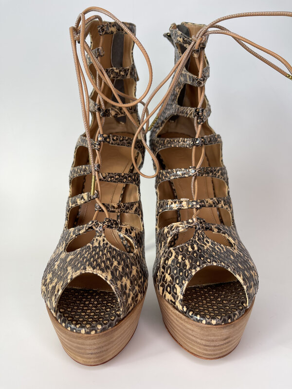 ALEXANDER MCQUEEN OPTIC SNAKE NAPPA LONDON SAND RUSSET STILETTO (40 EU)