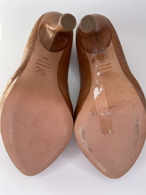 ALEXANDER MCQUEEN WESTERN LEATHER BANDOLERO BRANDY SANDAL HEEL (40 EU)