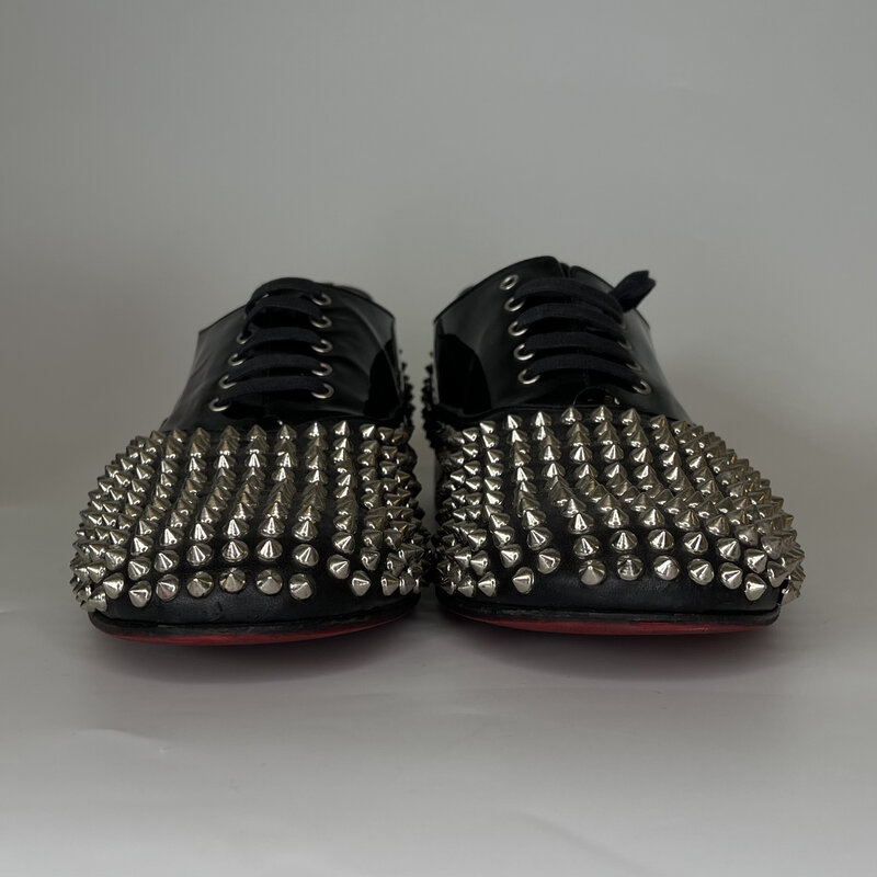 CHRISTIAN LOUBOUTIN CHRISTIAN LOUBOUTIN BLACK PATENT LEATHER SPIKED DAINDY OXFORDS (45 EU)